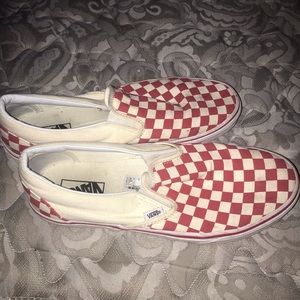 VANS CLASSIC RED CHECKERED SLIP ONS